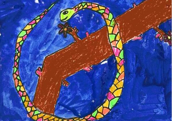 少儿美术作品图片蛇-儿童美术教育-宝贝计画