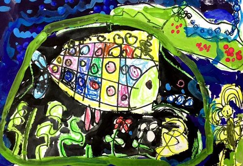 小鱼在沙房子里-杨茗涵画作-宝贝计画